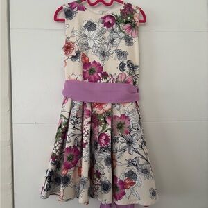 Floral Kids Dress with Purple Accents